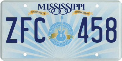 MS license plate ZFC458