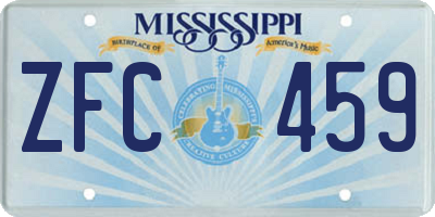 MS license plate ZFC459