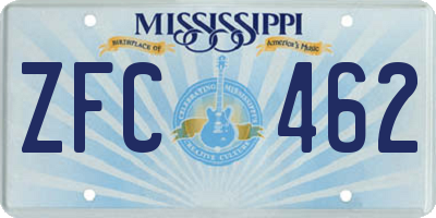 MS license plate ZFC462