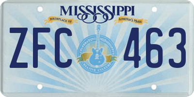 MS license plate ZFC463