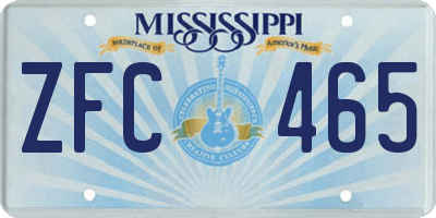 MS license plate ZFC465
