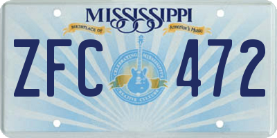 MS license plate ZFC472