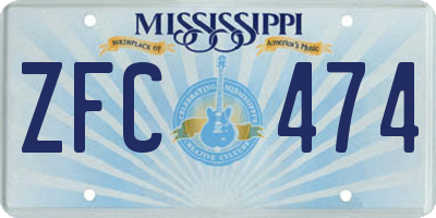 MS license plate ZFC474