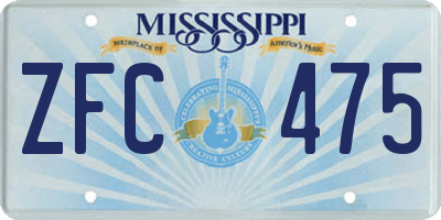 MS license plate ZFC475