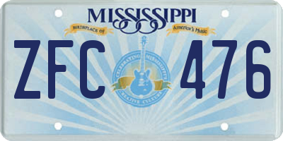 MS license plate ZFC476