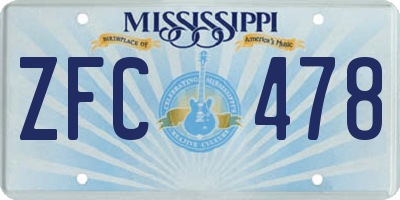 MS license plate ZFC478