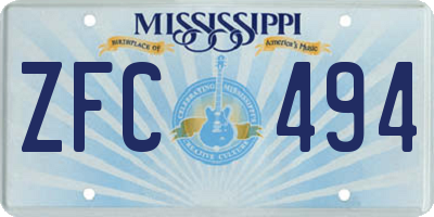 MS license plate ZFC494