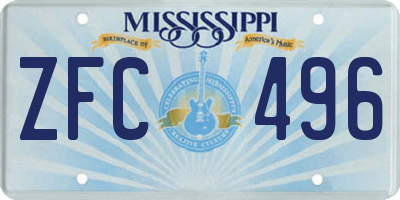 MS license plate ZFC496
