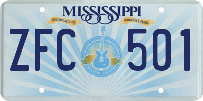 MS license plate ZFC501