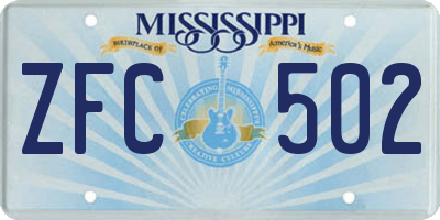 MS license plate ZFC502