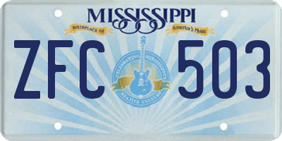 MS license plate ZFC503