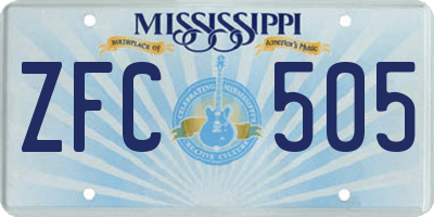 MS license plate ZFC505