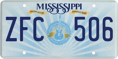 MS license plate ZFC506