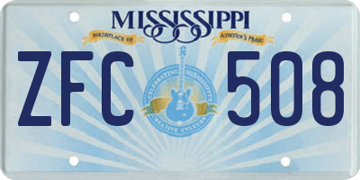 MS license plate ZFC508