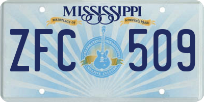 MS license plate ZFC509