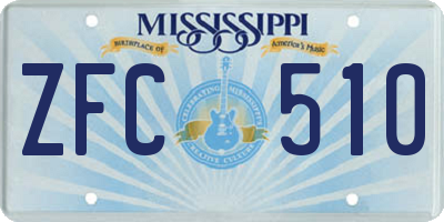 MS license plate ZFC510