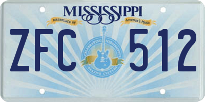 MS license plate ZFC512