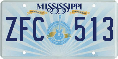 MS license plate ZFC513