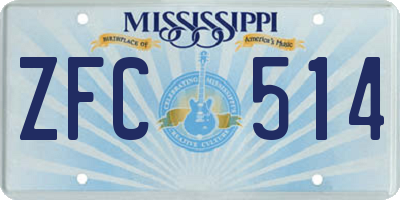MS license plate ZFC514
