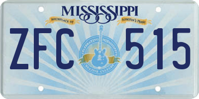 MS license plate ZFC515