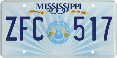 MS license plate ZFC517