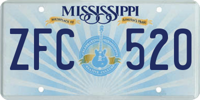 MS license plate ZFC520