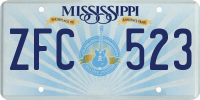 MS license plate ZFC523