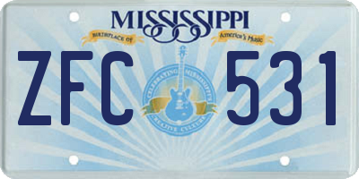 MS license plate ZFC531