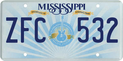 MS license plate ZFC532