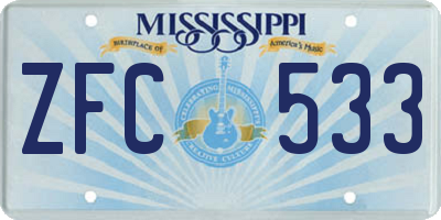 MS license plate ZFC533