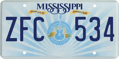 MS license plate ZFC534