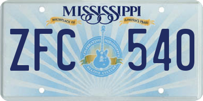 MS license plate ZFC540
