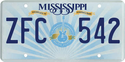 MS license plate ZFC542