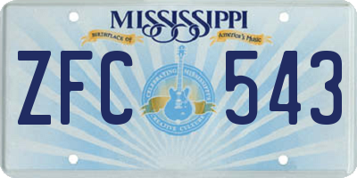 MS license plate ZFC543