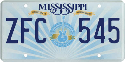MS license plate ZFC545