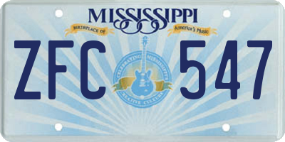 MS license plate ZFC547