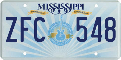 MS license plate ZFC548