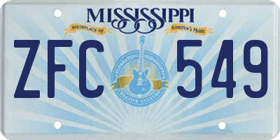 MS license plate ZFC549