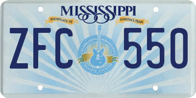 MS license plate ZFC550