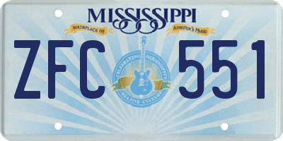 MS license plate ZFC551