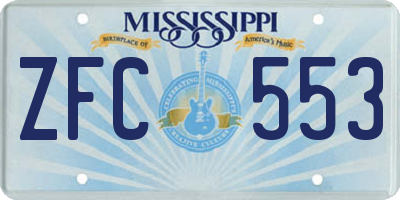 MS license plate ZFC553