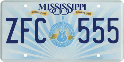 MS license plate ZFC555