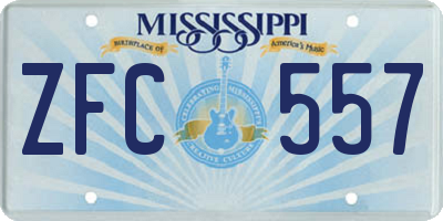 MS license plate ZFC557
