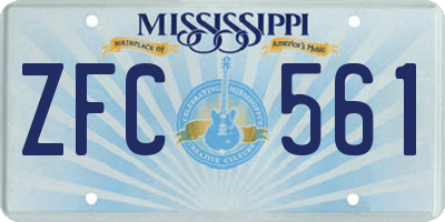 MS license plate ZFC561