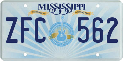 MS license plate ZFC562