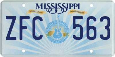 MS license plate ZFC563