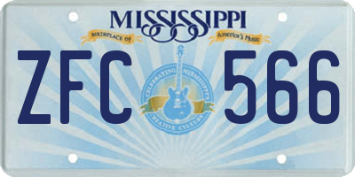 MS license plate ZFC566
