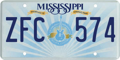 MS license plate ZFC574