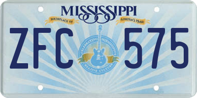 MS license plate ZFC575