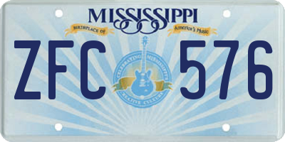 MS license plate ZFC576